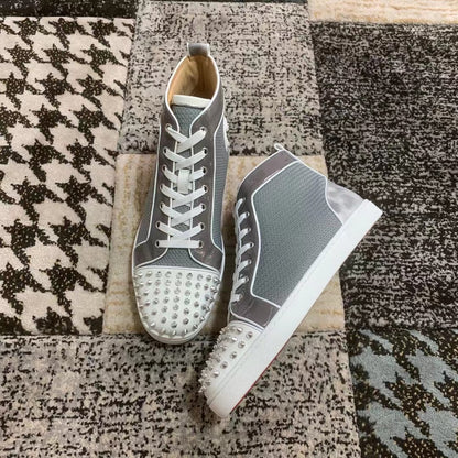Christian Louboutin Gri Alb Spikes High - prezentare produs