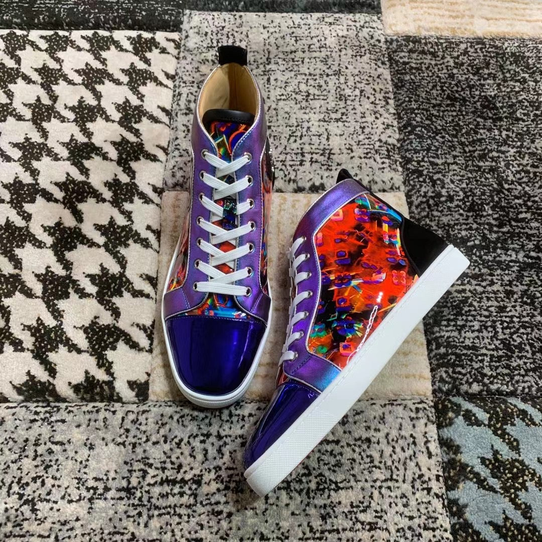 Christian Louboutin Albastru Roșu Pattern High - prezentare produs