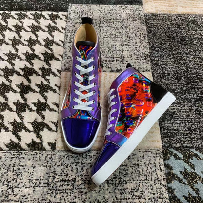 Christian Louboutin Albastru Roșu Pattern High - prezentare produs