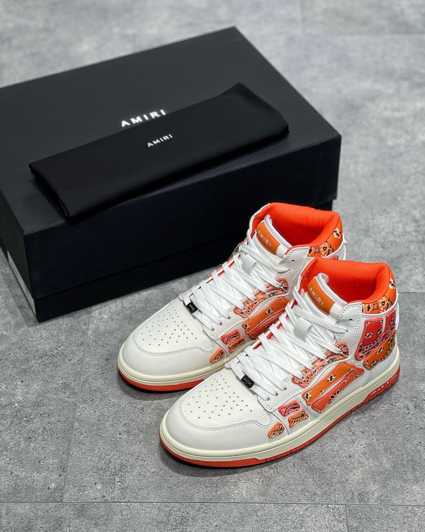 Amiri Skeleton High Top Portocaliu Pattern Pantofi sport - prezentare produs