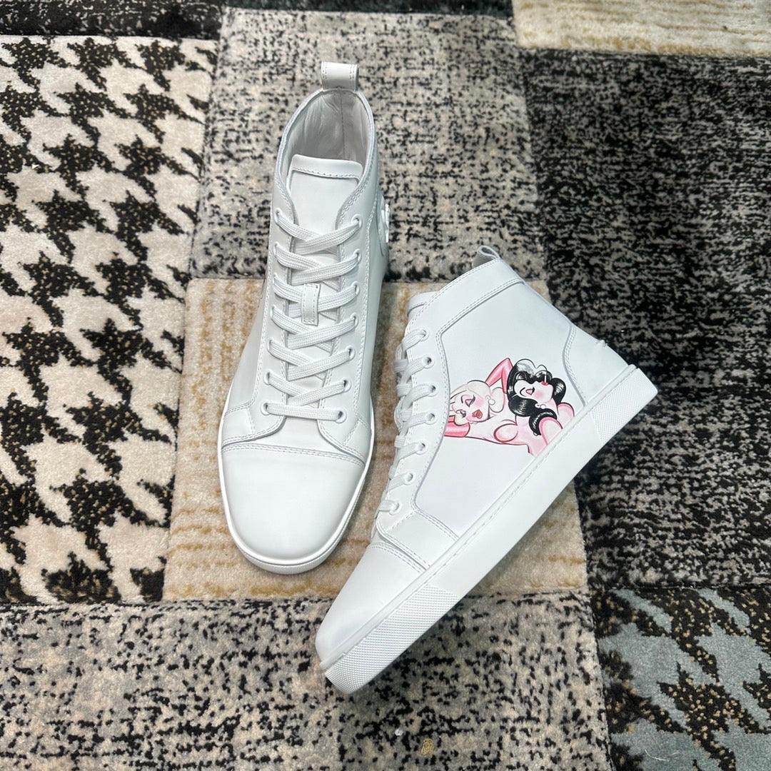 Christian Louboutin Alb Ladies Pattern High - prezentare produs
