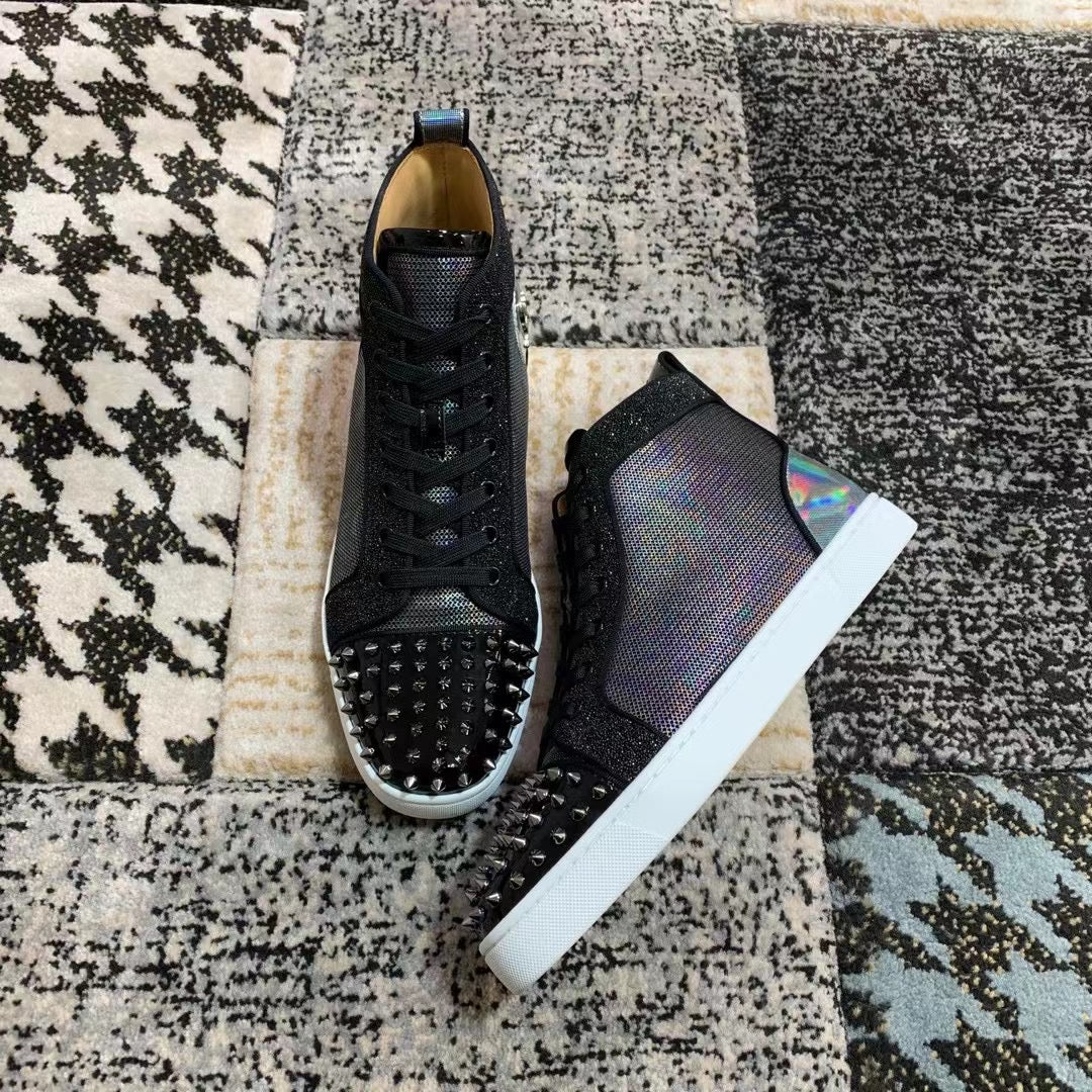 Christian Louboutin Negru Fade Back Spikes High - prezentare produs