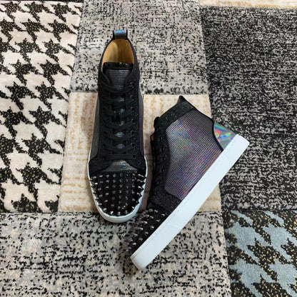 Christian Louboutin Negru Fade Back Spikes High - prezentare produs