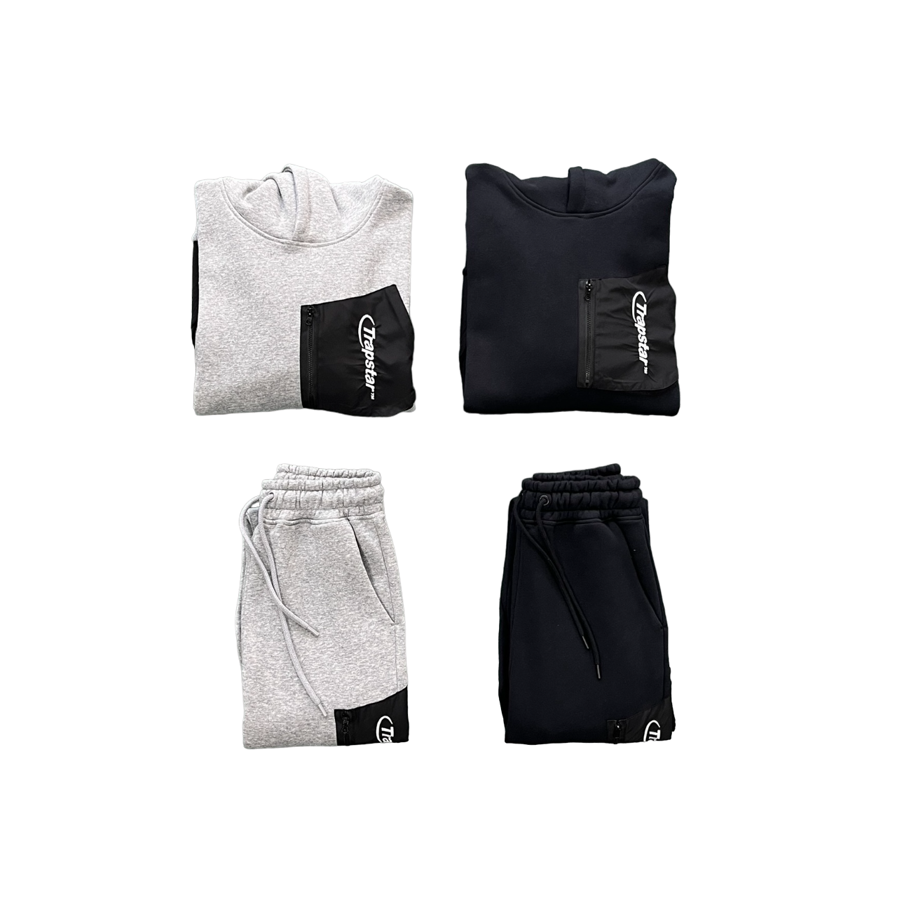 Trapstar Hyperdrive Pocket Set Gri Negru Trening - prezentare produs