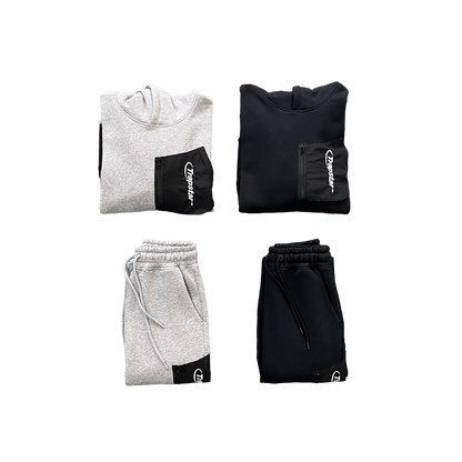 Trapstar Hyperdrive Pocket Set Gri Negru Trening - prezentare produs