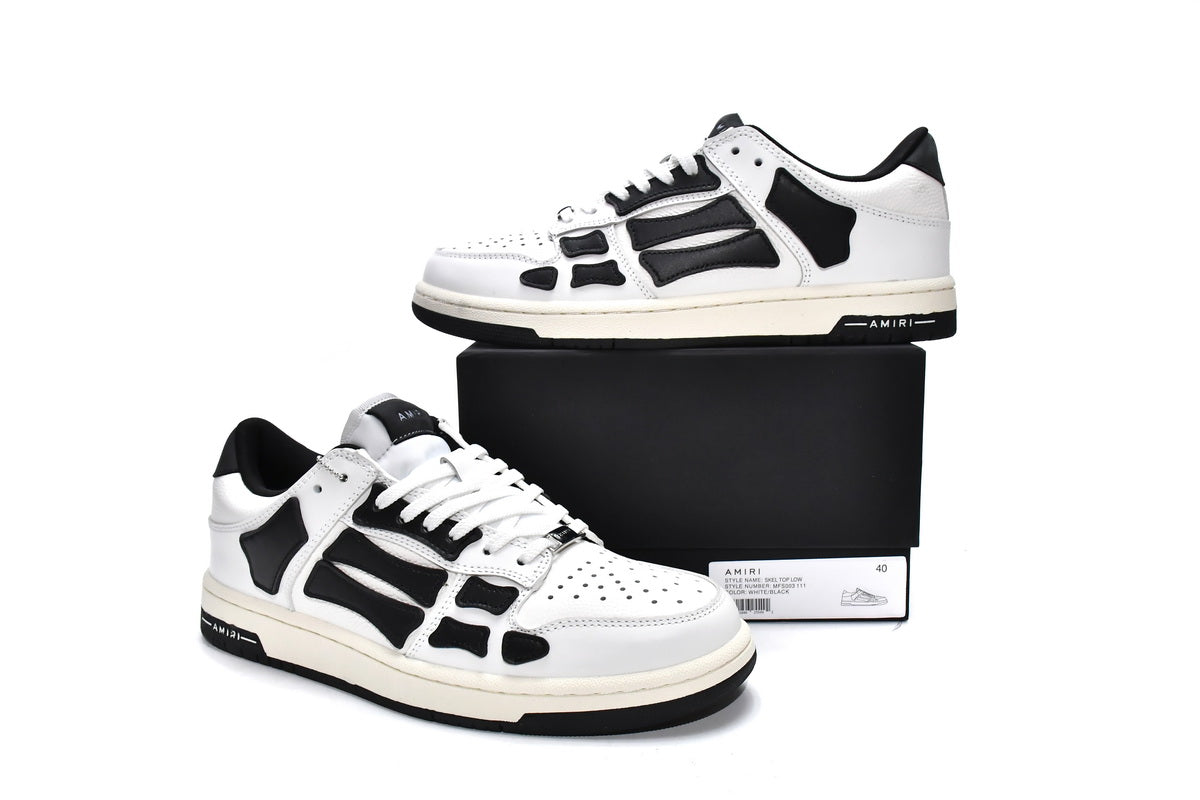 Amiri Skeleton Low Alb Negru - prezentare produs