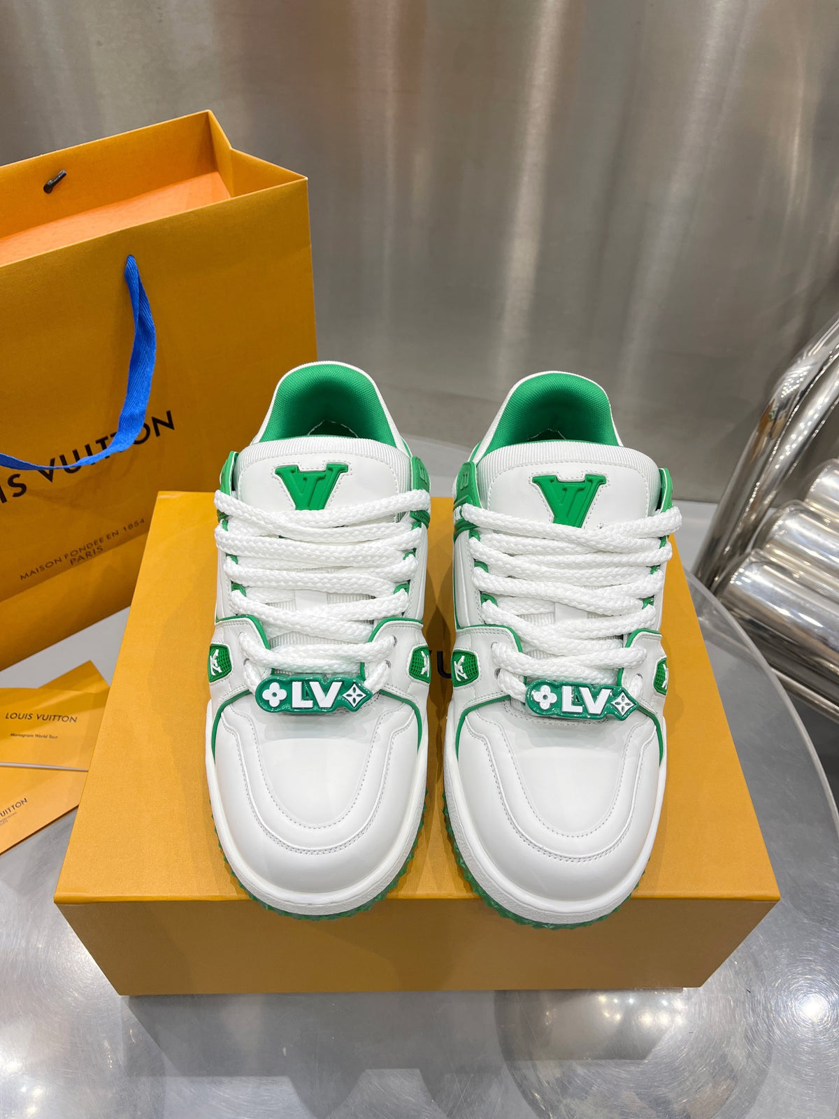 Louis Vuitton LV Pantofi sport Maxi Verde Alb - prezentare produs