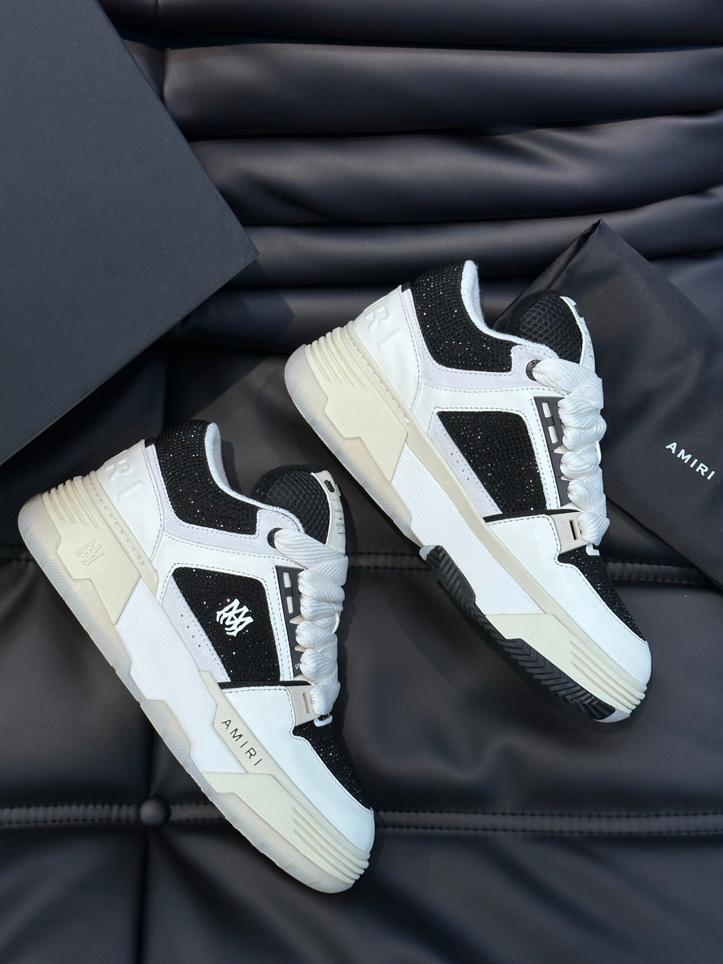 Amiri Ma 1 Negru Alb Diamonds Custom New Colecție Pantofi sport - prezentare produs