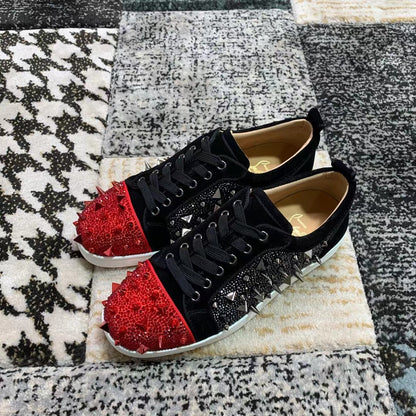 Christian Louboutin Roșu Negru Spikes Low Luxury - prezentare produs