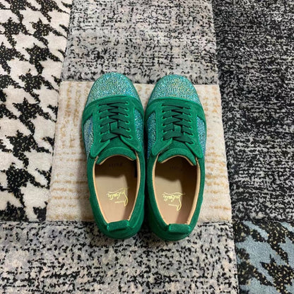 Christian Louboutin Verde Velvet Diamonds Low - prezentare produs