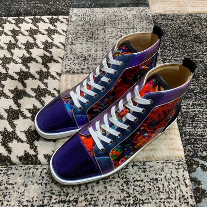 Christian Louboutin Albastru Roșu Pattern High - prezentare produs
