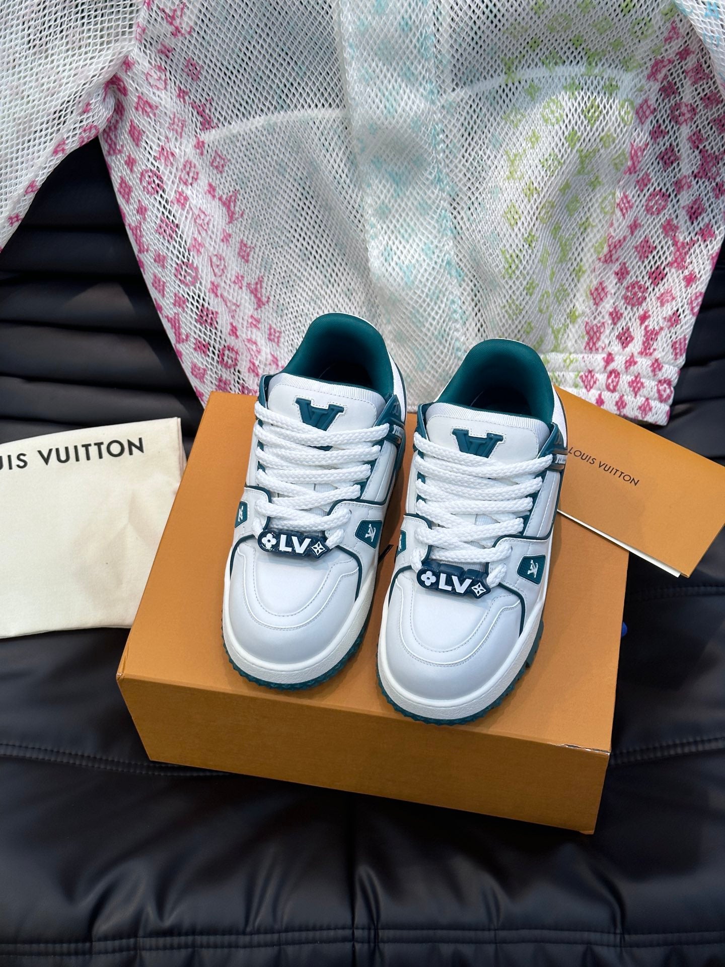 Louis Vuitton LV Pantofi sport Maxi Alb Verde - prezentare produs