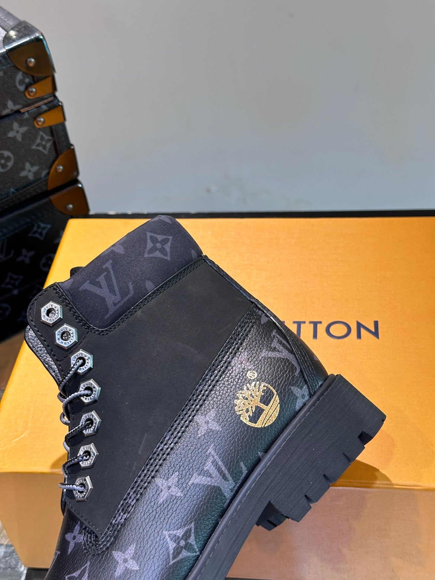 Louis Vuitton LV X Timberland Ghete Negru Pânză - prezentare produs